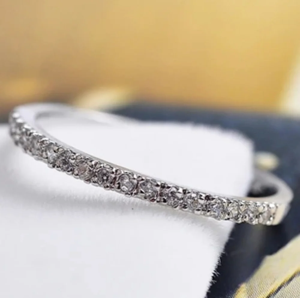 NEW 925‎ Sterling Silver Dainty Sapphire Engagement Wedding Band Ring